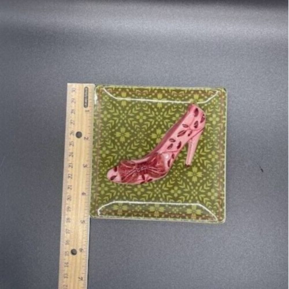 MWW Market Square 3D Mini Plate High Heel Shoe 4.5" Pink Green Trinket Dish - Picture 4 of 4